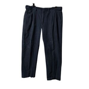 Lands' End Men's Traditional Fit Navy Blue Corduroy Pleated Pants 32x30